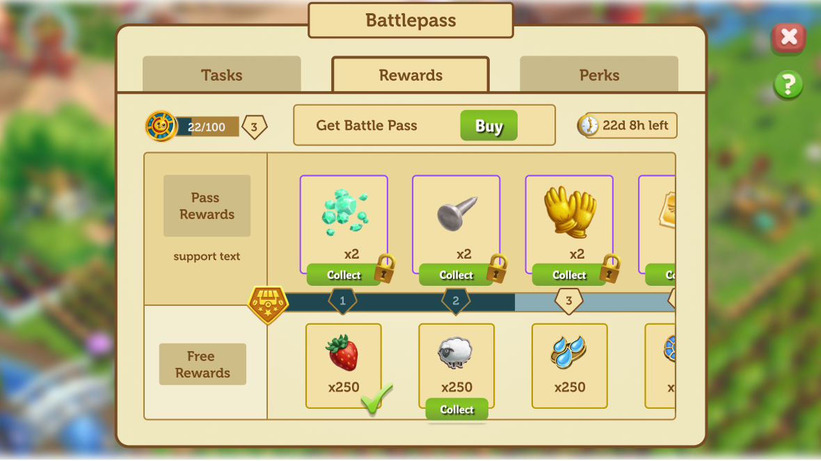 Battle Pass Rewards Wireframe