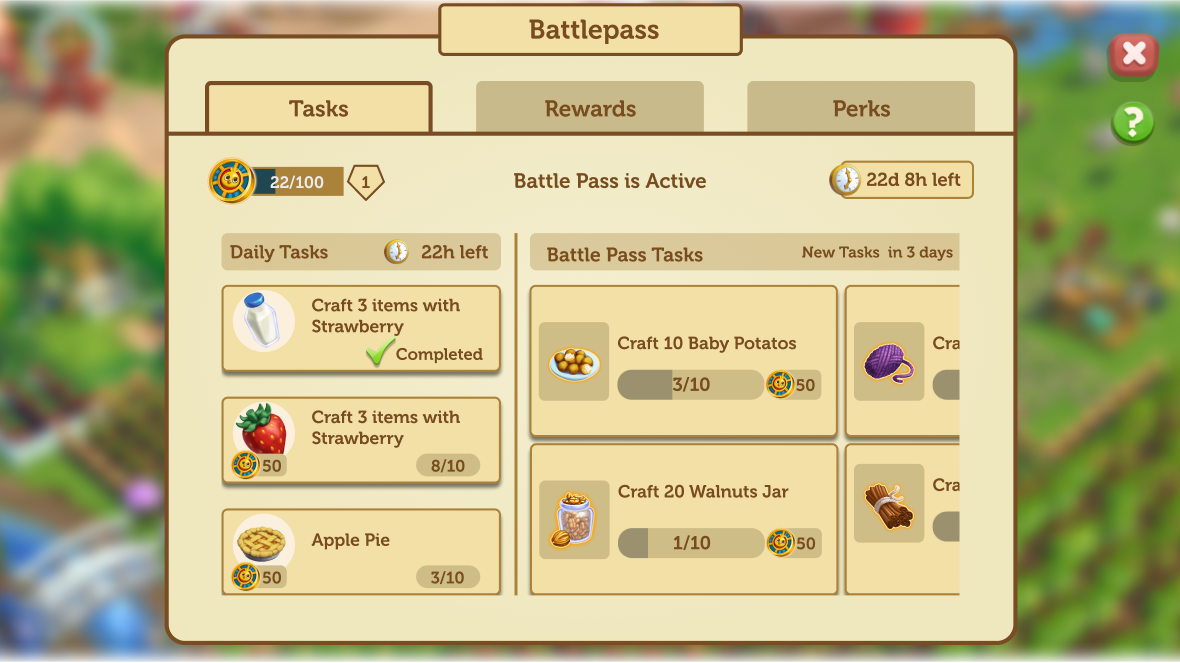 Battle Pass Tasks Wireframe